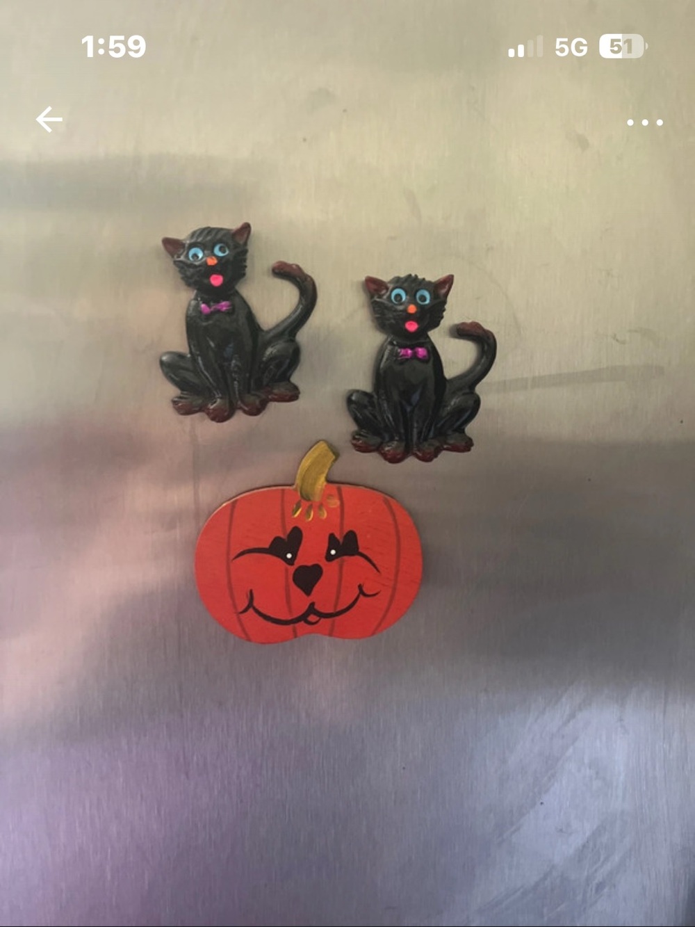 Set of 2 Black Cat + Pumpkin Halloween Magnets
